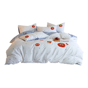 纯棉四件套全棉100长绒棉被套卡通儿童床单床笠款宿舍床上三件套