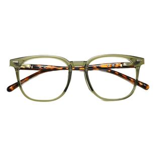 绿色眼镜框男女宽145mm一体式鼻托近视可配镜片TR90复古眼镜架潮