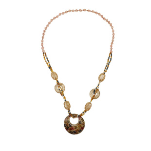 复古辣妹风蝴蝶豹纹串珠项链女小众y2k长款锁骨链民族风颈链配饰