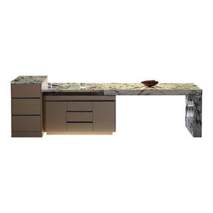 岛台餐桌一体家用可伸缩新款轻奢升降岛台小户型岩板岛台一体餐台