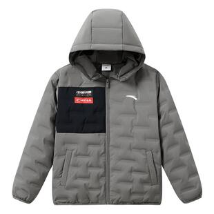 管道防钻绒羽绒服安踏儿童加厚羽绒服2025冬季连帽羽绒棉袄外套男