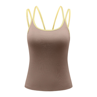 361°带胸垫无痕运动休闲背心女夏文胸内搭外穿黑色吊带打底上衣