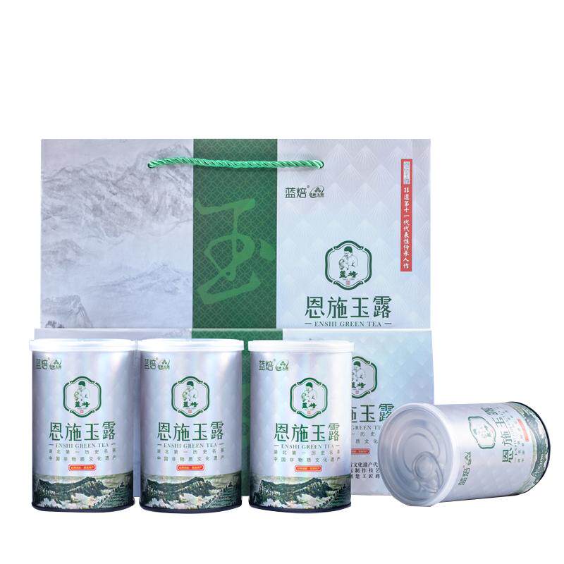 蓝焙恩施玉露2026绿茶新茶茶叶一杯香硒茶蒸青工艺茶高档礼盒罐装