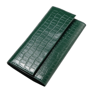 高级感鳄鱼纹真皮三折长款钱包超薄简约折叠钱夹放手机男女通用款
