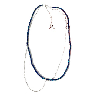 春夏天然切面串珠双层项链法式短款颈链 S925纯银多色锁骨链叠戴