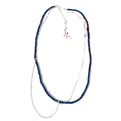 N/L925纯银双层天然切面串珠项链