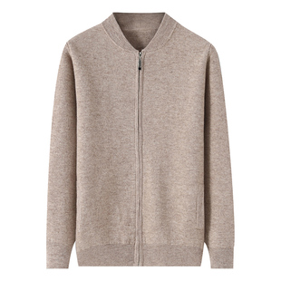 加厚100%纯羊毛衫男棒球领拉链开衫外套宽松毛衣秋冬季针织衫新款