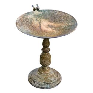 欧式铁艺鸟食盆复古做旧花园庭院阳台装饰品摆件园艺拍摄道具