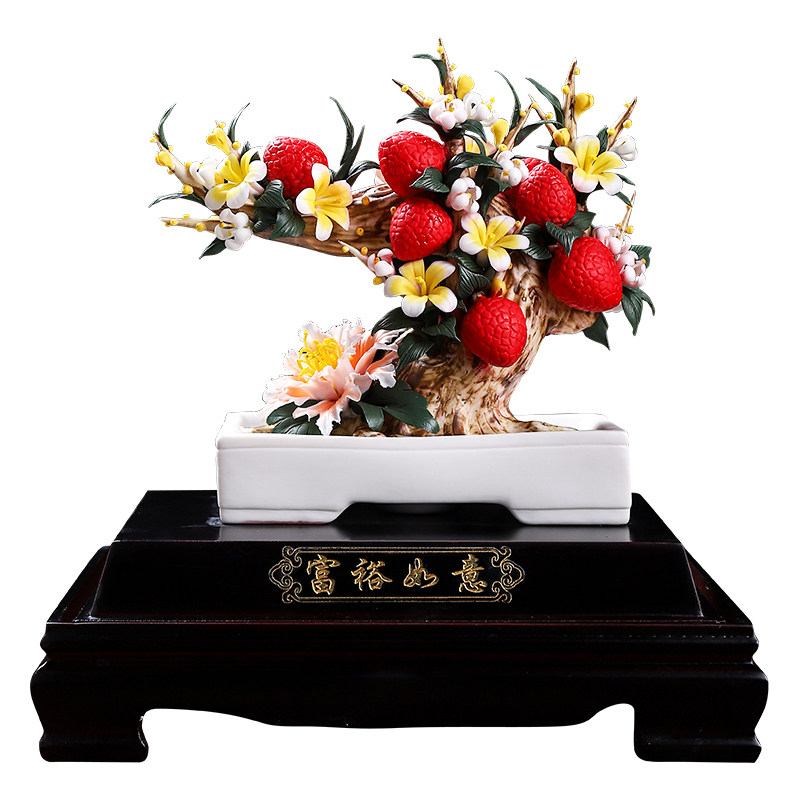 富裕如意手工瓷花乔迁好礼摆件