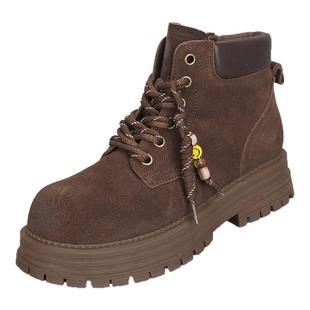 马丁靴女大码女鞋41到43冬季2025新款加绒英伦风保暖加绒短靴女潮