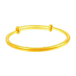 梦金园黄金手镯女足金光面素圈推拉金手环活口手饰生日礼物送女友