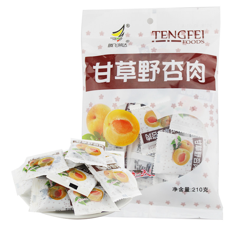 腾飞甘草野杏肉180g甘草杏带核包装酸甜袋装杏脯果干果脯蜜饯零食