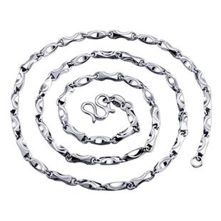 s925纯银元宝链男女士项链3mm实心裸链无吊坠简约个性锁骨单链子