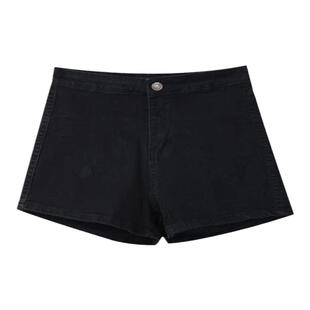 丹宁缝制辣妹牛仔短裤女夏薄款梨形身材高腰显瘦包臀花苞裤热裤