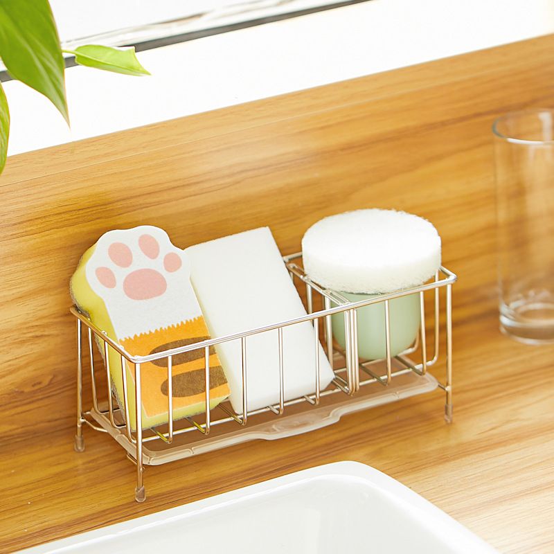 厨房水池放洗碗海绵钢丝架免打孔收纳架窗台置物架抹布球壁挂沥水