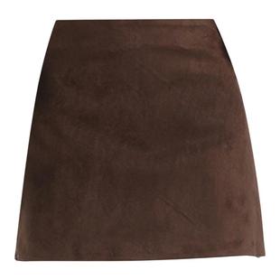 拉夏贝尔美式鹿皮绒半身裙女秋冬新款侧拉链开叉辣妹风包臀短裙裤