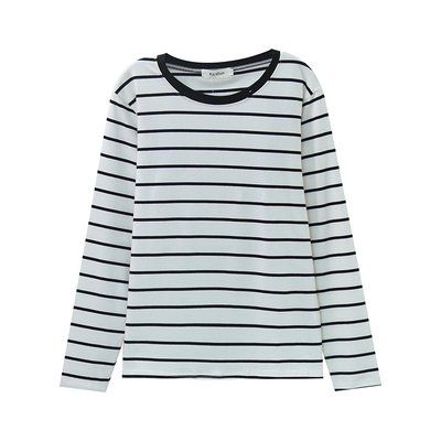 秋装女2026年新款长袖t恤女纯棉条纹宽松显瘦外穿中年妈妈打底衫