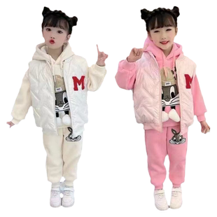 女童装冬装三件套女宝宝衣服一岁半2岁多3到4女孩5套装6秋冬7加厚