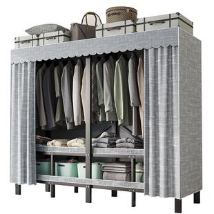 免安装衣柜卧室家用简易布衣柜出租房用钢架折叠结实耐用衣橱