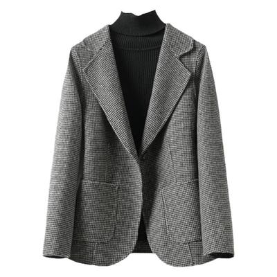 西装外套常规修身长袖格子小个子