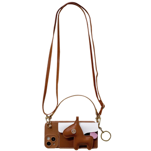 棕色小马零钱包适用苹果16promax手机壳女iPhone17promax斜挎13挂绳12支架11背带15手绳xr/xs皮质14pro防摔套