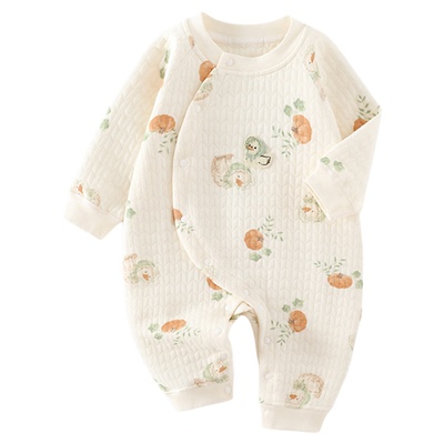 木植婴儿纯棉无骨a类秋冬新款连体衣夹棉长袖新生儿宝宝童装爬服