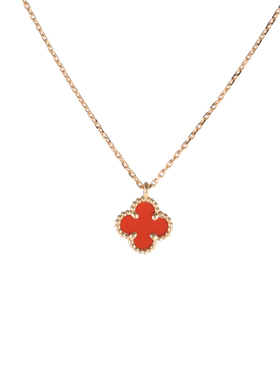 【自营】中古98新梵克雅宝小号单花项链新扣18K玫瑰金/红玉髓项链