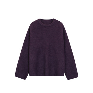 HVIVI 巨美软糯葡萄紫毛衣女冬新款宽松休闲圆领套头慵懒针织外套