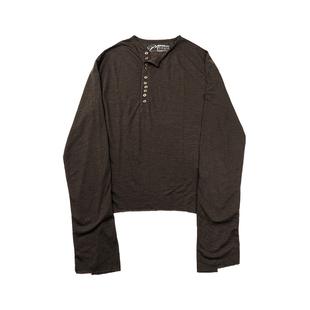 POH BUTTONS LONG SLEEVE 贝壳感纽扣 cleanfit先锋打底 斜扣长袖