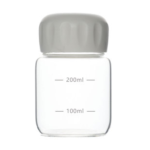 便携迷你刻度玻璃杯牛奶咖啡豆浆胖胖杯中药瓶子水杯创意简约杯子