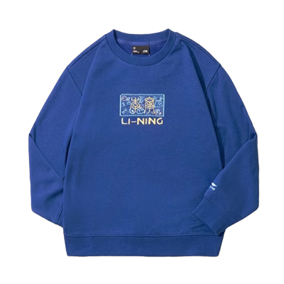 李宁儿童加绒卫衣男款2025春季新款保暖加厚一体绒运动套头衫上衣