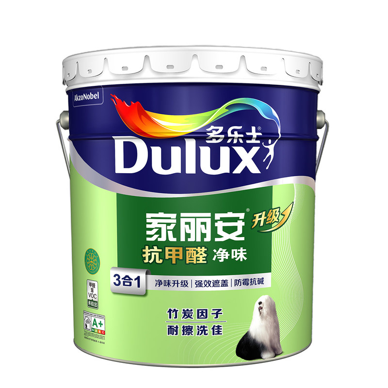 多乐士乳胶漆家丽安净味三合一墙面漆家用涂料油漆自刷内墙漆白色