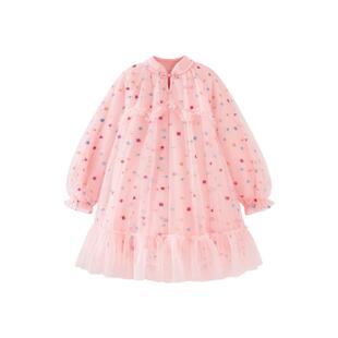 迷你巴拉巴拉女童连衣裙宝宝新年国风裙子公主裙红色拜年服秋冬装