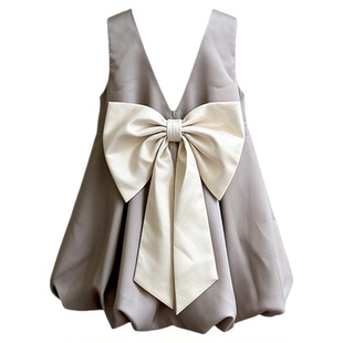 Quincy mae女童26连衣裙无袖大蝴蝶结公主裙生日礼洋气周岁裙