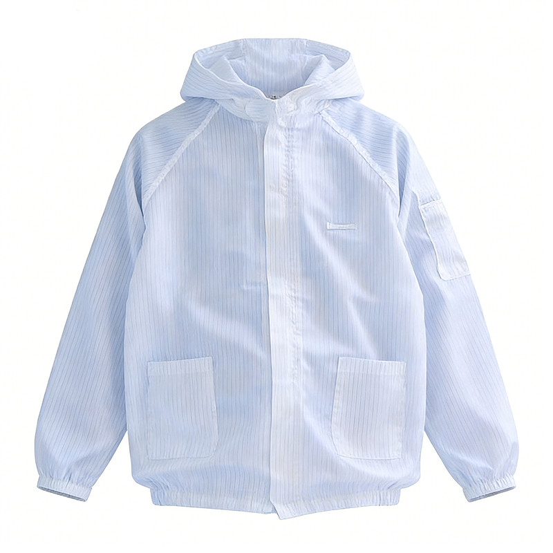 食品厂工作服套装男烘焙车间女防尘服装连帽分体蓝色工衣印logo