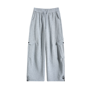 初中学生工装裤女冬季高个子加绒加厚2025新款加长宽松阔腿运动裤