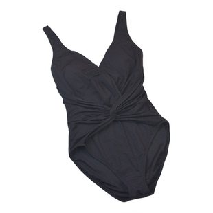 设计师品牌BLEU新款聚拢时尚纯色连体泳衣女修身显瘦度假大码泳装