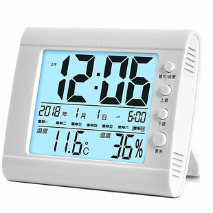 科士德温度计湿度计家用室内电子小闹钟智能夜光壁挂式时钟湿度表