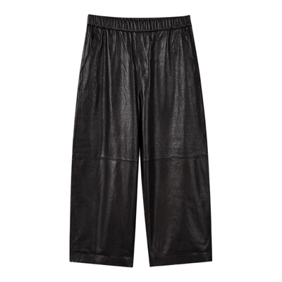 ART CHARACTER/艺符100绵羊皮立体裁剪松紧腰九分裤皮裤女