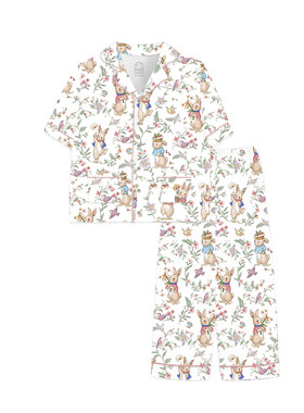 721星球成人家居服夏季亲子款60支竹棉女士半袖长裤家居服套装