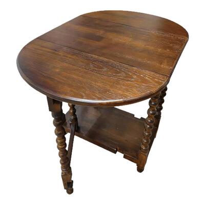 美式复古实木折叠餐桌客厅家用餐厅椭圆形咖啡圆桌vintag中古桌子