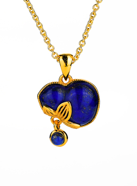 青金石S925银葫芦吊坠新中式