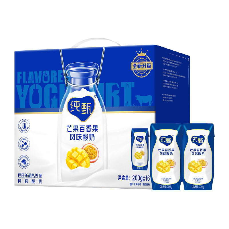 蒙牛纯甄风味酸牛奶芒果百香果口味200g*16包