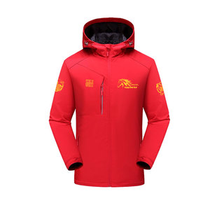 2026新款马年春节元旦过新年马到成功祝福冲锋衣夹克男女连帽外套