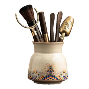 恬静生活汝窑茶道六君子功夫茶具配件六件套茶筒茶夹茶刷茶针茶笔