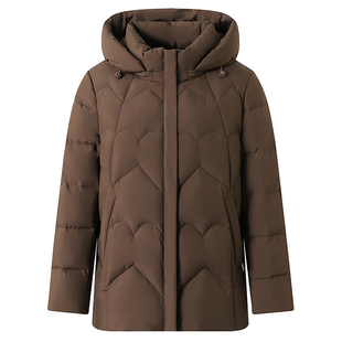 鸭鸭羽绒服女短款妈妈装2025冬新款中老年加厚白鸭绒大码宽松外套