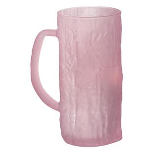 ins风树皮纹玻璃杯磨砂粉女士带把啤酒杯高颜值家用水杯果汁杯子