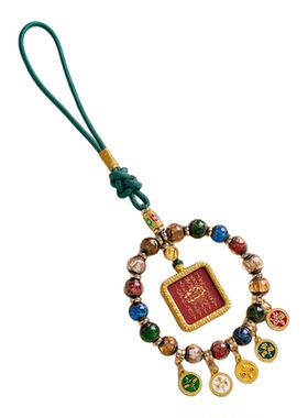 杭州灵隐藏式唐卡五路财神香灰琉璃算盘多宝汽车挂件吊坠文创礼品