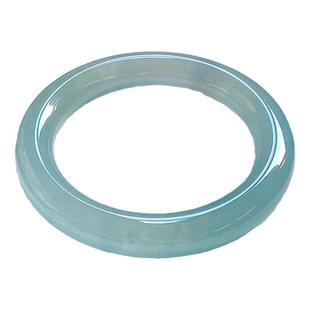 缅甸高冰蓝水圆条飘蓝花玉镯子翡翠石英岩质玉天空蓝冰晴玉手镯