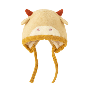 婴儿帽子秋冬季男婴幼儿女新生儿小月龄宝宝毛线帽护耳帽冬天胎帽